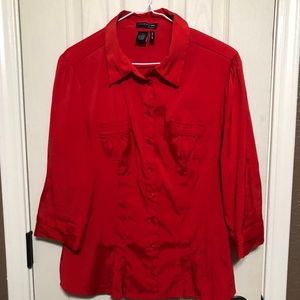 Cotton Express Button Down Red Top